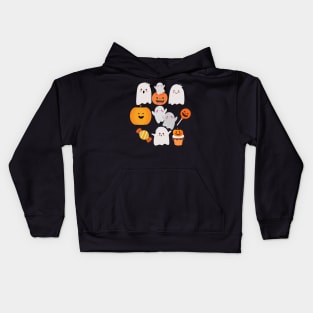 Happy Halloween, cute ghost and pumpkins. Kids Hoodie